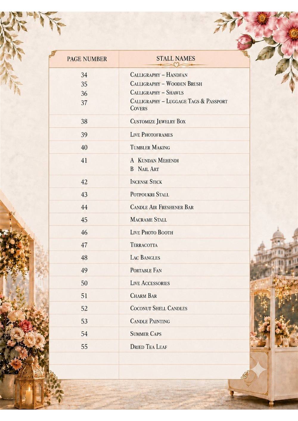 Wedding Carnival Live Stalls Catalogue Menu — Carnival Artist wedding stall by Rajasthan Event Management